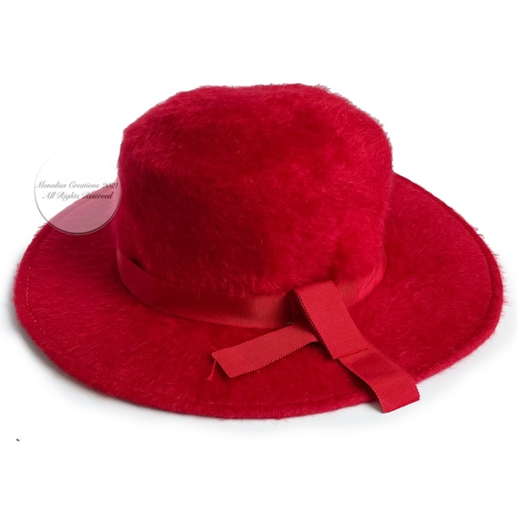 Vintage Merrie Mac Hat Red Felted Fur Wide Brim Merri Soie Rich\'s Atlanta main image 11